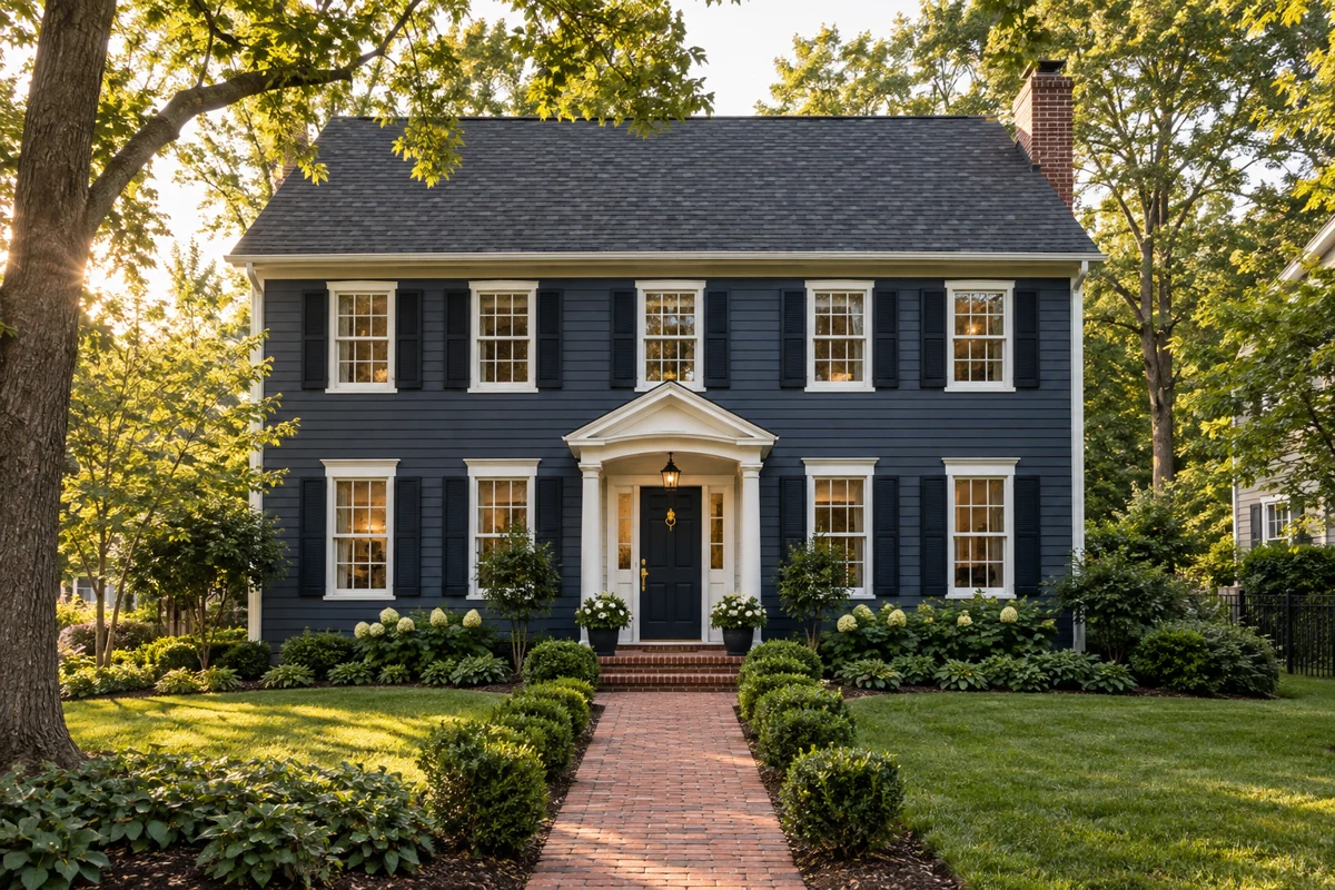 AI-generated inspiration showing a fully renovated home exterior, not a completed company project