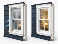 Concept illustration comparing an aging window with a replacement window.